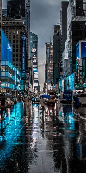 New York City Night View with Rain – Perfect Mobile Wallpaper