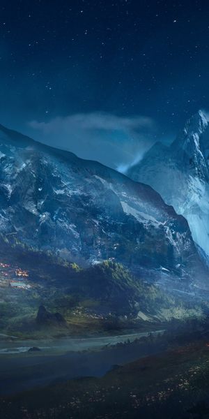 Breathtaking Night Mountain Landscape Wallpaper