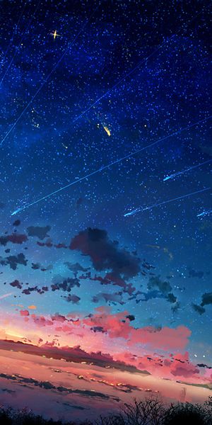 Enchanting mobile wallpaper with a shooting star and vibrant sunset sky