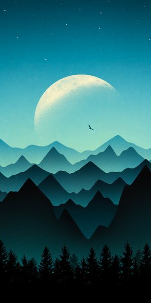 Breathtaking Moonlit Mountain Landscape Wallpaper