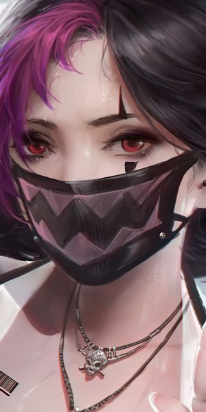 Phone wallpaper: Anime, Girl, Mask free download