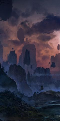 Phone wallpaper: Anime, Landscape, Moon, Eclipse, Princess Mononoke free download