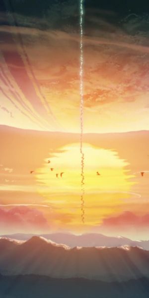 Phone wallpaper: 5 Centimeters Per Second, Sun, Landscape, Anime free download