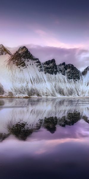 Breathtaking View of Vestrahorn Mountain and Its Reflection