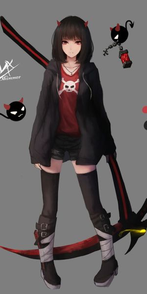 Phone wallpaper: Anime, Girl, Scythe free download
