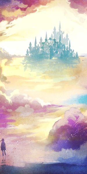 Breathtaking Colorful Anime Landscape Featuring a Ferris Wheel and Castle