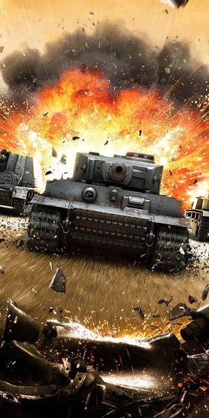 Dynamic World of Tanks iPhone Wallpaper Featuring Explosive Battle Scenes