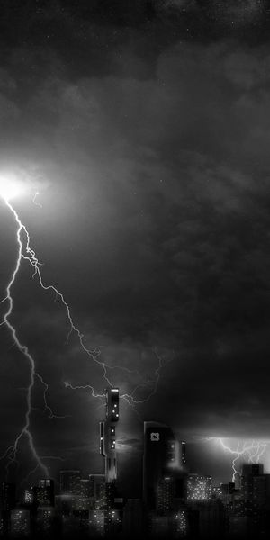 Phone wallpaper: Lightning, City, Dark free download
