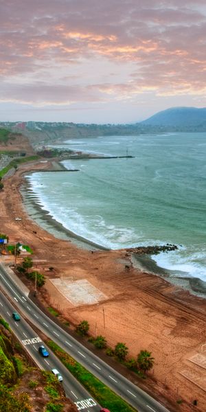 Phone wallpaper: Cities, City, Coast, Road, Ocean, Peru, Man Made, Santa Cruz, Lima free download