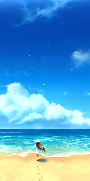 Phone wallpaper: Anime, Beach free download