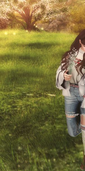 Phone wallpaper: Tree, Field, Wood, Stroll, Art, Girl, 3D free download