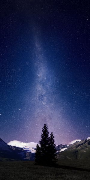 Majestic Mountain Under Starry Night Sky