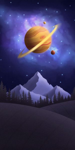 Breathtaking Saturn in a Cosmic Mountain Landscape