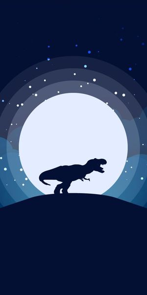 Phone wallpaper: Night, Moon, Dinosaurs, Animal, Tyrannosaurus Rex free download
