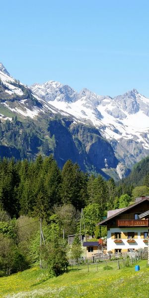 Phone wallpaper: Landscape, Sky, Mountain, Forest, House, Photography, Scenic free download