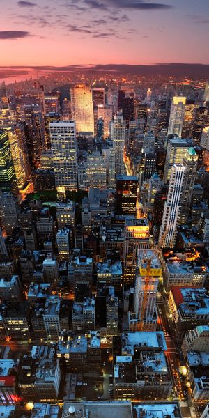 Breathtaking Aerial View of Manhattan at Sunset