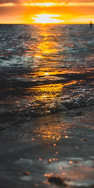 Phone wallpaper: Reflection, Nature, Water, Sunset, Waves, Sea free download