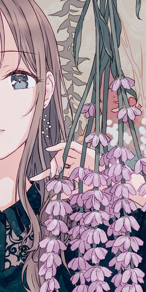 Enchanting 4K Phone Wallpaper Featuring an Anime Girl and Floral Elements
