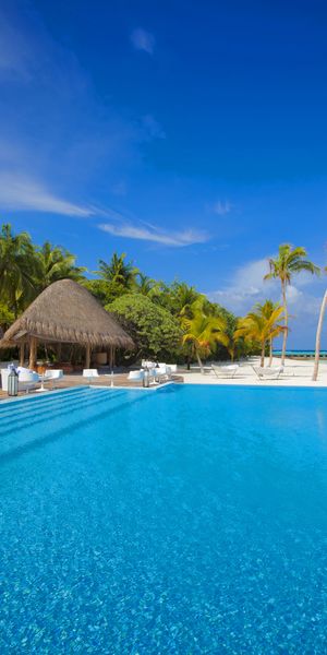 Breathtaking Maldives Poolside Scene for Phone Wallpaper