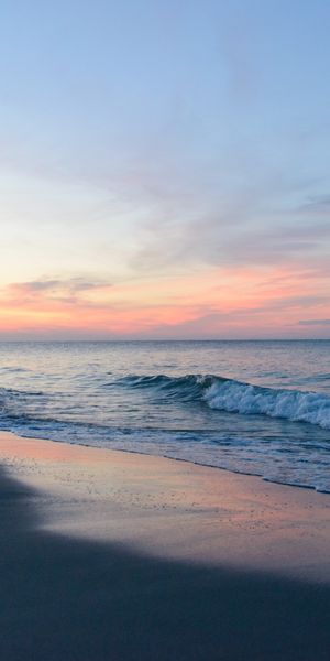 Phone wallpaper: Beach, Surf, Dusk, Twilight, Waves, Nature, Sea free download