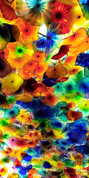 Vibrant Multicolored Glass Chandeliers for Your Phone Wallpaper