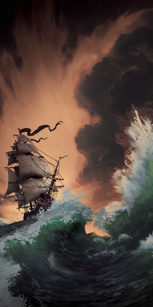 Epic Ship Battling Stormy Waves
