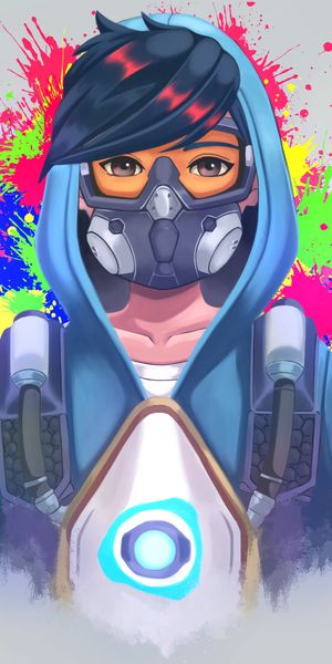 Vibrant Graffiti Art with a Human Character in a Respirator