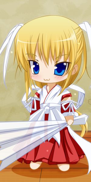 Chibi Anime Girl in Red Kimono - Perfect Phone Wallpaper