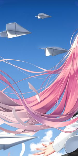 Phone wallpaper: Anime, Girl, Yellow Eyes, Pink Hair free download