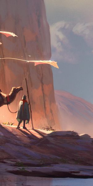 Phone wallpaper: Landscape, Fantasy, Camel free download