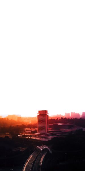 Phone wallpaper: Building, City, Cities, View From Above, Shine, Sunset, Light free download