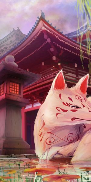 Phone wallpaper: Anime, Fox, Girl free download