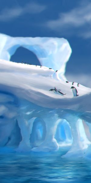 Phone wallpaper: Ice Floes, Ice, Pinguins, Snow, Art free download