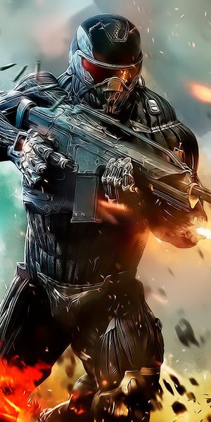 Crysis Phone Wallpaper: Action Scene with Intense Graphics