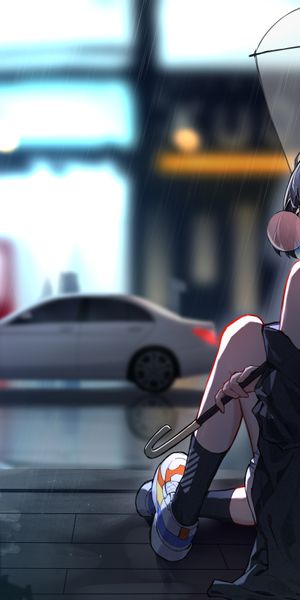 Phone wallpaper: Night, Car, Umbrella, Blue Eyes, Video Game, Honkai Impact 3Rd, Seele Vollerei free