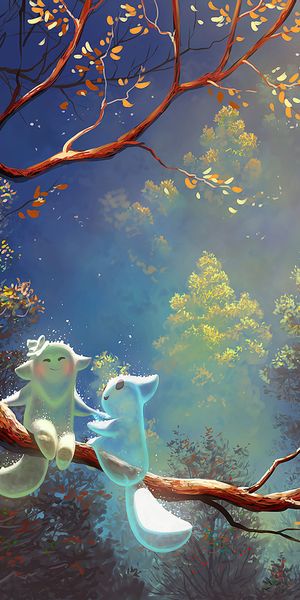 Fantasy Tree Wallpaper Featuring Magical Beasts