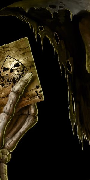 Dark Grim Reaper Holding Playing Cards