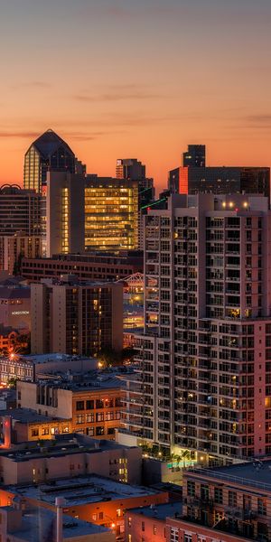 Phone wallpaper: Cities, Usa, City, Skyscraper, Building, Evening, San Diego, Man Made free download