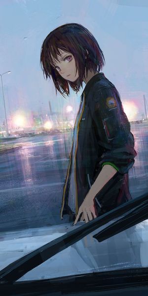 Anime Girl Walking in the Rain - Captivating Urban Scene