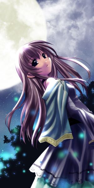 Enchanting phone wallpaper featuring a moonlit anime scene with Club Maniax vibes