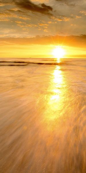 Phone wallpaper: Sunset, High Tide, Tide, Stream, Flow, Evening, Wave, Nature, Sea free download