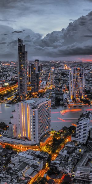Mesmerizing Night Cityscape of Bangkok with Skyscrapers