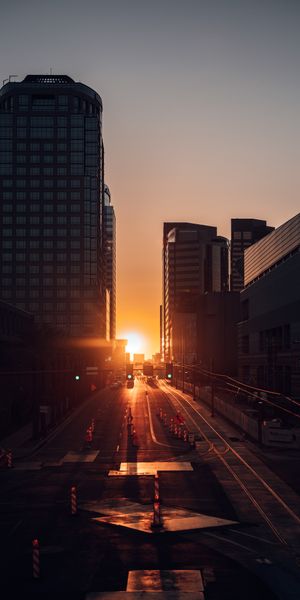 Breathtaking Sunset View Over City Roads