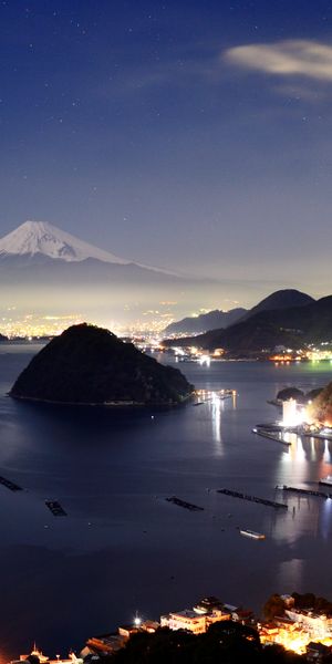 Phone wallpaper: Volcano, Mount Fuji, Japan, Volcanoes, Earth, Night free download