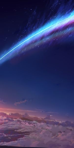 Breathtaking 'Your Name' Wallpaper Featuring Mitsuha and Taki Beneath a Comet