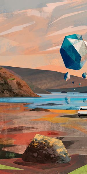 Phone wallpaper: Stones, Levitation, Machine, Car, Canvas, Art free download