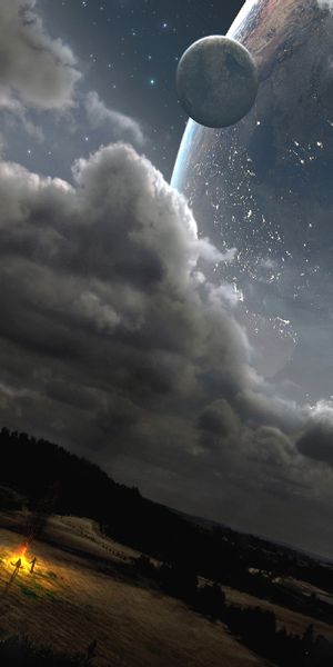 Breathtaking Sci-Fi Landscape with a Distant Planet