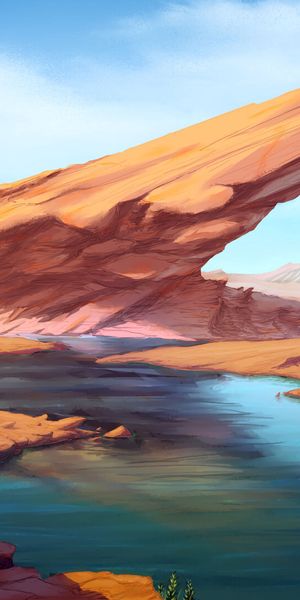 Phone wallpaper: Rocks, Lake, Person, Human, Wanderer, Art free download