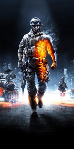 Battlefield Mobile Wallpaper: Soldier in Fiery Action