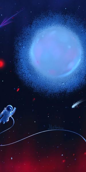 Phone wallpaper: Stars, Planet, Universe, Art, Cosmonaut free download